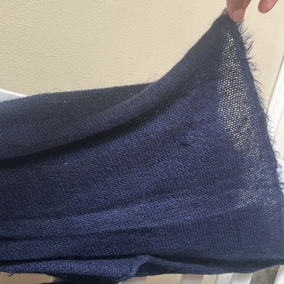 Free People Craft Time Bell Sleeve Sweater Navy Blue Striped Size Medium - Picture 6 of 13